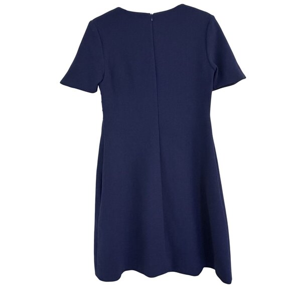 Jennifer Tattanelli Womens Navy Blue Virgin Wool Zip-Up Short Sleeve Mini Size 8 - Picture 2 of 8